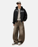 Camo Script Graphic Cropped Hoodie | Inflation Streetwear