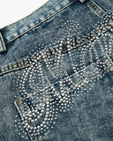 Rhinestone Acid Wash Baggy Jeans | Inflation Streetwear INFLATION