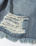 Oversized ripped denim jorts with frayed hem