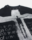 Distressed Cross Studded Waffle T-Shirt | Inflation Streetwear
