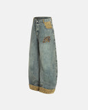 Leopard Pactchwork Embroidery Baggy Jeans | Inflation Streetwear INFLATION