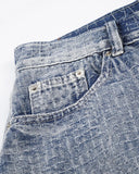 Grid Textured Wide Denim Jorts | Inflation Streetwear INFLATION