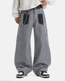 Striped Patch Pocket Baggy Jeans | Inflation Streetwear