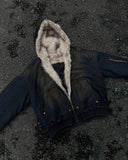 Faux Fur Lined Acid Wash Bomber Jacket | Inflation Streetwear INFLATION