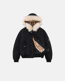 Leopard Faux Fur Lined Cropped Padded Jacket | Inflation Streetwear INFLATION