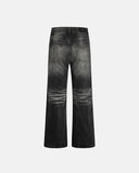 black washed denim bootcut jeans back view