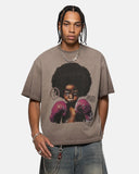 washed cotton t shirt with front boxing print