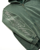 Rhinestone Distressed Washed Zip Up Hoodies | Inflation Streetwear INFLATION