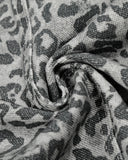 leopard print denim fabric texture close up