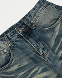 Whiskered Distressed Baggy Jeans | Inflation Streetwear