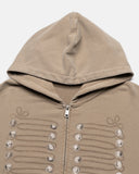 Washed Braided Cord Boxy Zip Up Hoodie | Inflation Streetwear