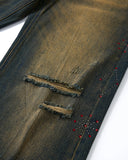 Dirty Wash Rhinestone Baggy Jeans | Inflation Streetwear INFLATION