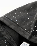 Distressed Washed Rhinestone Zip Up Hoodies | Inflation Streetwear INFLATION