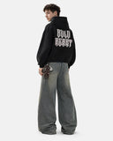 Gothic Letter Washed Zip Up Hoodie | Inflation Streetwear
