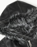 Faux Fur Collar PU Leather Jacket | Inflation Streetwear