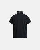 black short sleeve polo t shirt back view