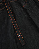 Belted Contrast Stitch Barrel Jeans | Inflation Streetwear