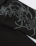 gothic sleeve graphic detail on waffle fabric