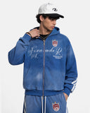 Washed Stripe Graphic Zip Up Hoodie | Inflation Streetwear