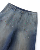 Rhinestone Washed Denim Baggy Jorts | Inflation Streetwear INFLATION