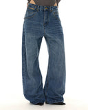 Cinch Back Washed Bamboo Weave Baggy Jeans | Inflation Streetwear INFLATION