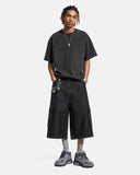 Black Cargo Longline Jorts | Inflation Streetwear