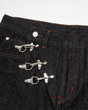 Asymmetric Buckle Raw Baggy Jeans | Inflation Streetwear INFLATION