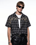 Lettering Embroidery Plaid Shirts | Inflation Streetwear INFLATION