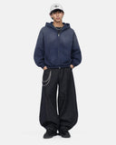 Monkey Washed Fleece Boxy Zip Up Hoodie | Inflation Streetwear