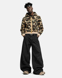 Camo Rhinestone Mega Zip Cropped Hoodie | Inflation Streetwear