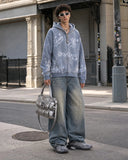 INFLATION Graffiti Washed Zip Up Hoodies INFLATION