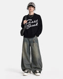 Script Letter Graphic Knit Sweater | Inflation Streetwear