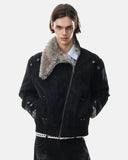 Faux Fur Asymmetric Zip Padded Jacket | Inflation Streetwear