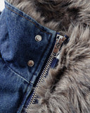 Faux Fur Padded Boxy Denim Jacket | Inflation Streetwear