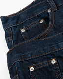 Double Waist Studded Denim Long Jorts | Inflation Streetwear INFLATION
