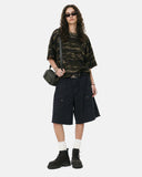 Frayed Hem Camo Knee-Length Shorts | Inflation Streetwear