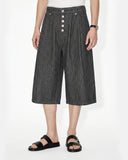 Striped Button Fly Baggy Jorts | Inflation Streetwear INFLATION
