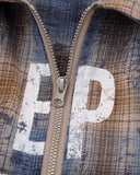 Letter Graphic Plaid Long-Sleeve Shirt | Inflation Streetwear