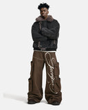 Script Graphic Wide Leg Cargo Pants | Inflation Streetwear
