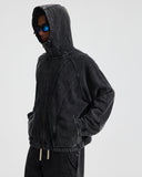 Distressed Stiching Aicd Wash Zip Up Hoodies | Inflation Streetwear INFLATION