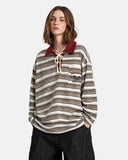 Retro Striped Lace-Up Polo Shirt | Inflation Streetwear