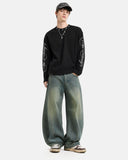 Script Washed Studded Boxy Waffle T-Shirt | Inflation Streetwear