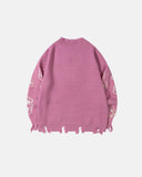 Distressed Cross Graphic Knit Sweater | Inflation Streetwear
