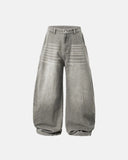 washed vintage baggy barrel jeans front view
