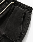 Washed Denim Cargo Shorts with Drawstring | Inflation Streetwear INFLATION