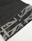 contrast graphic turn-up cuff detail on baggy jeans