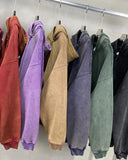 INFLATION Washed Distressed Fleece Zip Up Hoodies INFLATION
