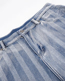 Vertical Stripe Denim Jorts | Inflation Streetwear INFLATION
