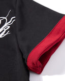 red contrast inner layer at turned sleeve opening