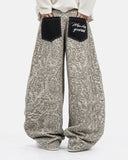 Leopard Print Side Stripe Barrel Jeans | Inflation Streetwear